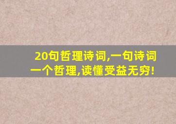 20句哲理诗词,一句诗词一个哲理,读懂受益无穷!