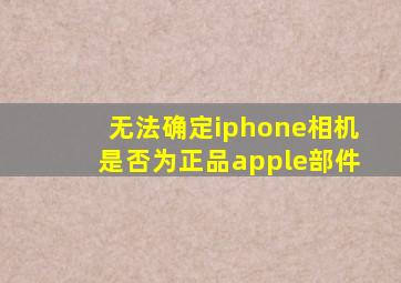 无法确定iphone相机是否为正品apple部件